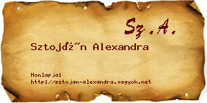 Sztoján Alexandra névjegykártya